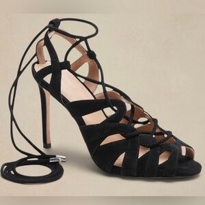 Banana‎ Republic Women's Cutout Going Out Peep Toe Jenne Suede Heel Black Size 8